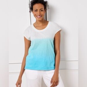 Talbots Supersoft Slub Cap Sleeve Tee - Dip Dye - Size Small Petite